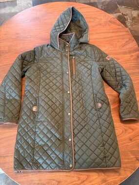 Lauren Ralph Lauren Quilted Hooded Women's Coat - Olive Green Size XL